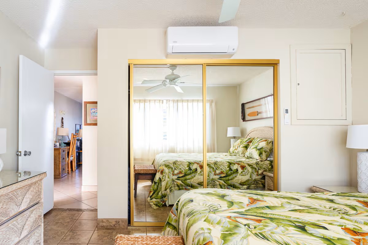 Bedroom showing AC Register & Closet